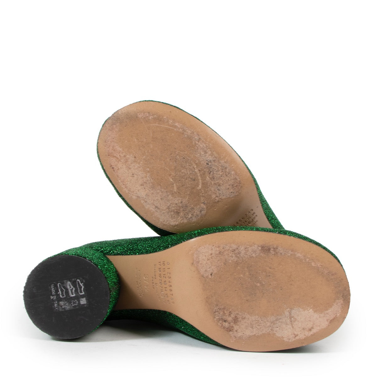 Shop safe online at Labellov in Antwerp these 100% authentic second hand Maison Margiela Green Glitter Ankle Boots - size 37,5