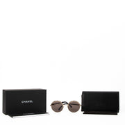 Chanel Round Black Leather CC Detail Sunglasses for the best price at labellov secondhand luxury in Antwerp