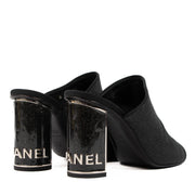 Chanel 2018 Black Glitter Cap Toe Mules