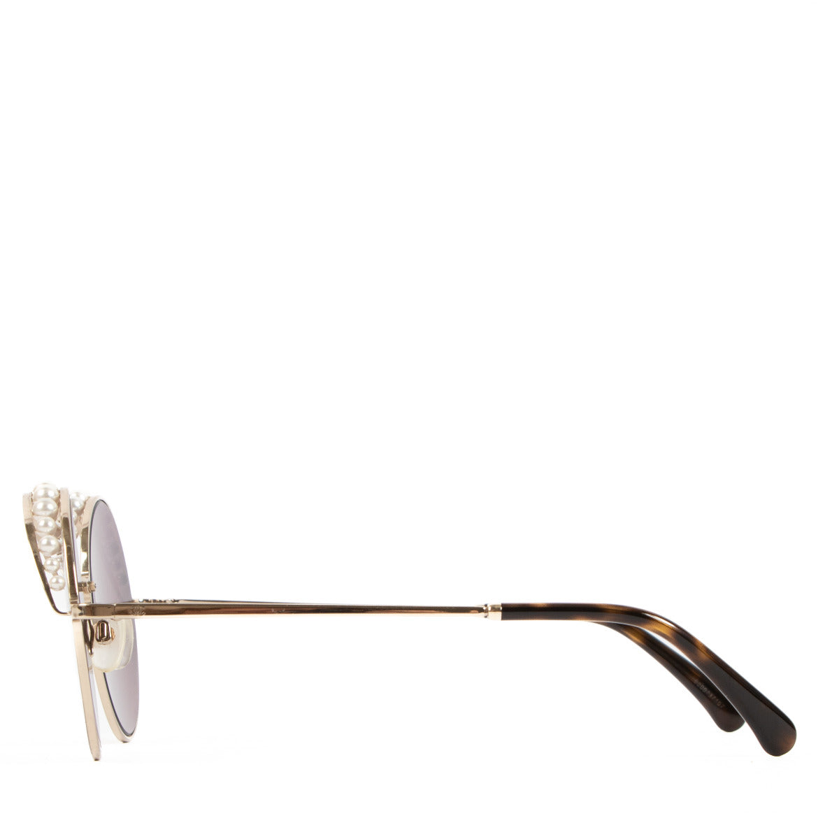 Lunettes de soleil rondes Chanel avec perles noires