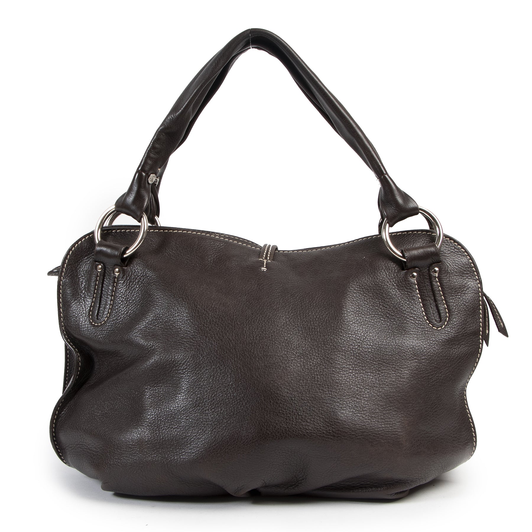 Authentieke Tweedehands Celine Brown Leather Bittersweet Hobo Bag juiste prijs veilig online shoppen luxe merken webshop winkelen Antwerpen België mode fashion