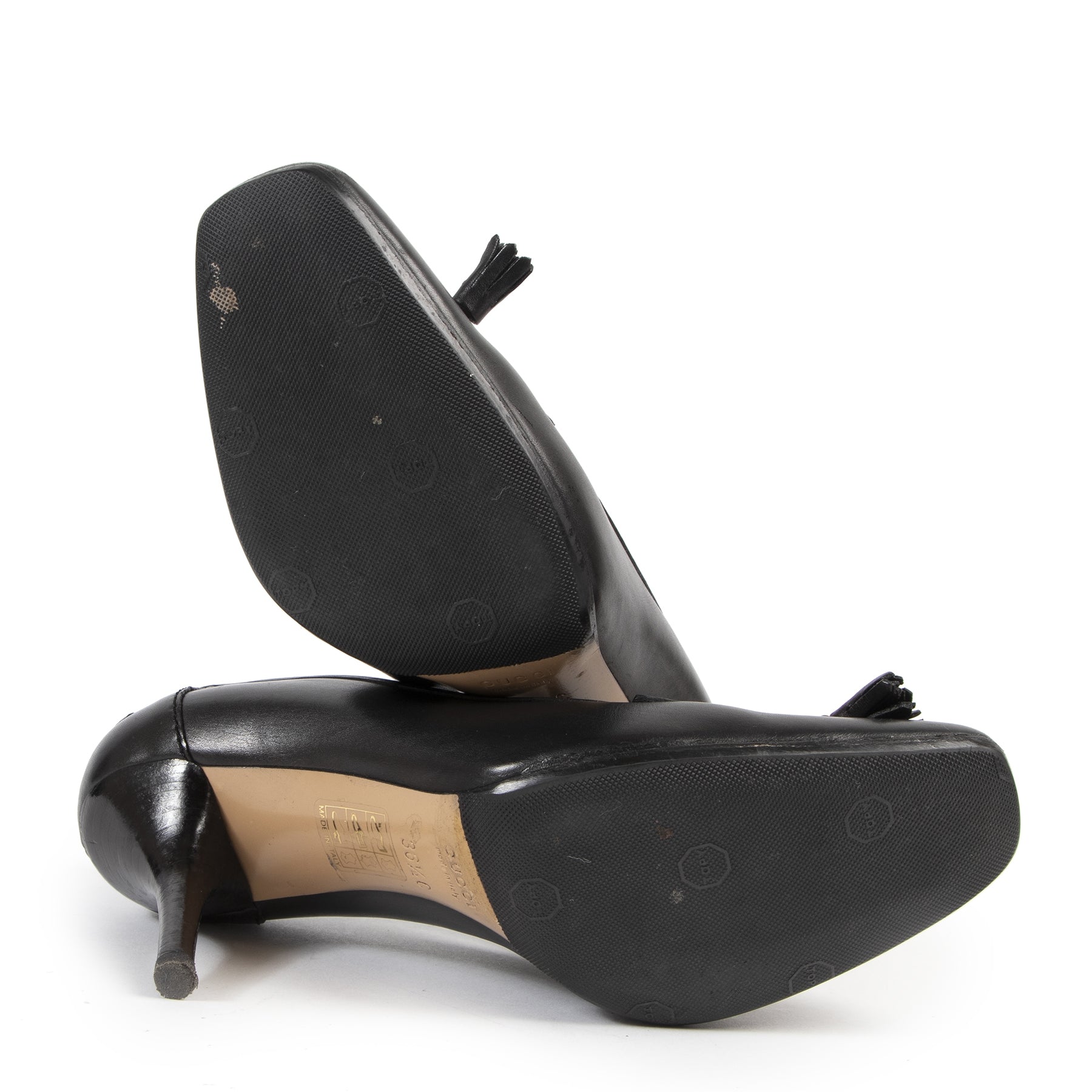Authentieke Tweedehands Gucci Black Leather Bamboo Heels - Size 36,5 designer handtassen juiste prijs veilig online shoppen luxe merken webshop winkelen Antwerpen België mode fashion
