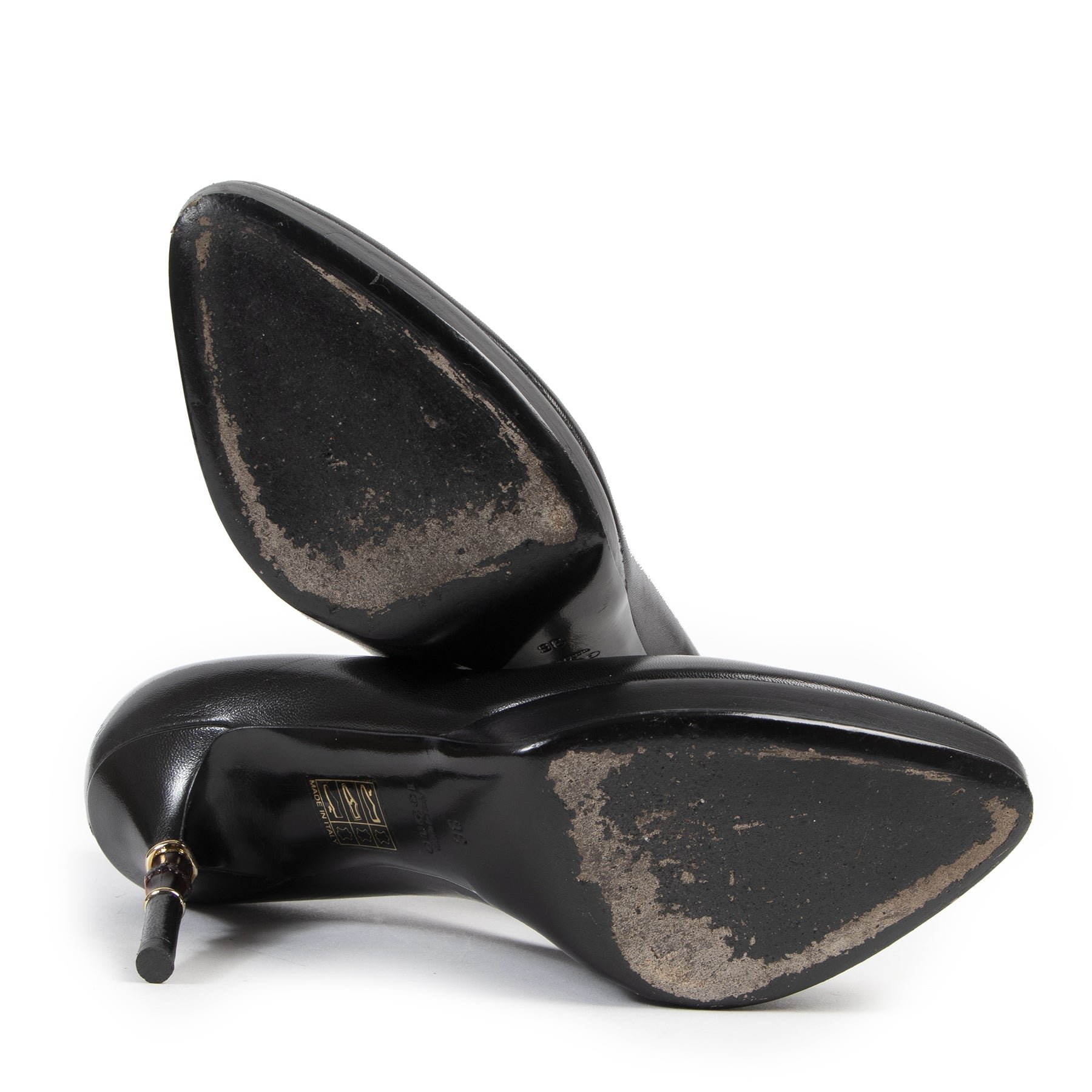 Authentic secondhand Gucci Black Leather Bamboo Pumps - Size 36 designer shoes fashion luxury vintage webshop safe secure online shopping