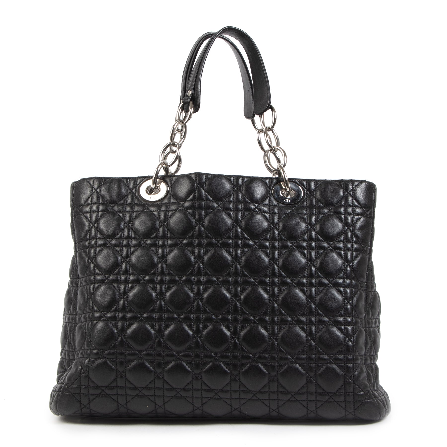 Authentieke tweedehands vintage Dior Black Large Shopping Tote koop online webshop LabelLOV