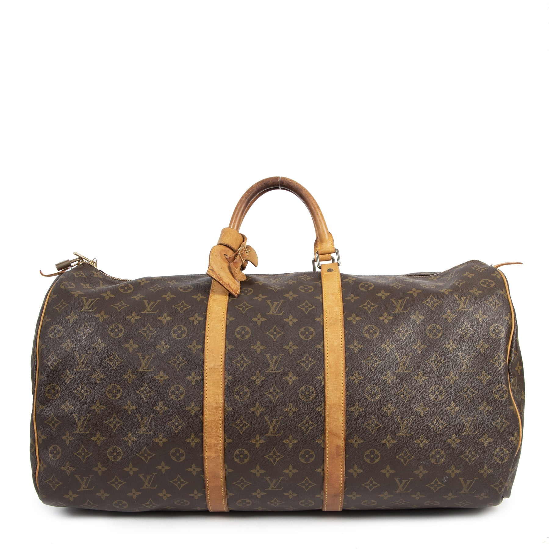 Authentic second-hand vintage Louis Vuitton Vintage Monogram Keepall 60 Bandouliere Boston Travel Bag buy online webshop LabelLOV