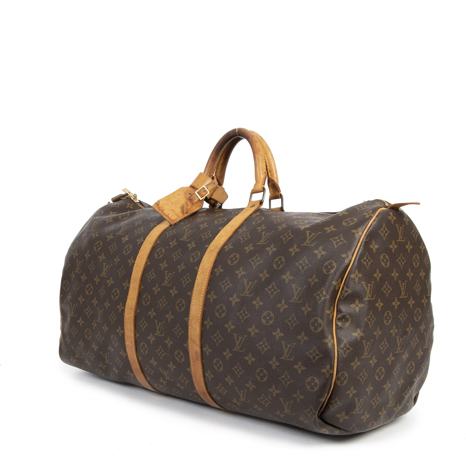 Authentic second-hand vintage Louis Vuitton Vintage Monogram Keepall 60 Bandouliere Boston Travel Bag buy online webshop LabelLOV