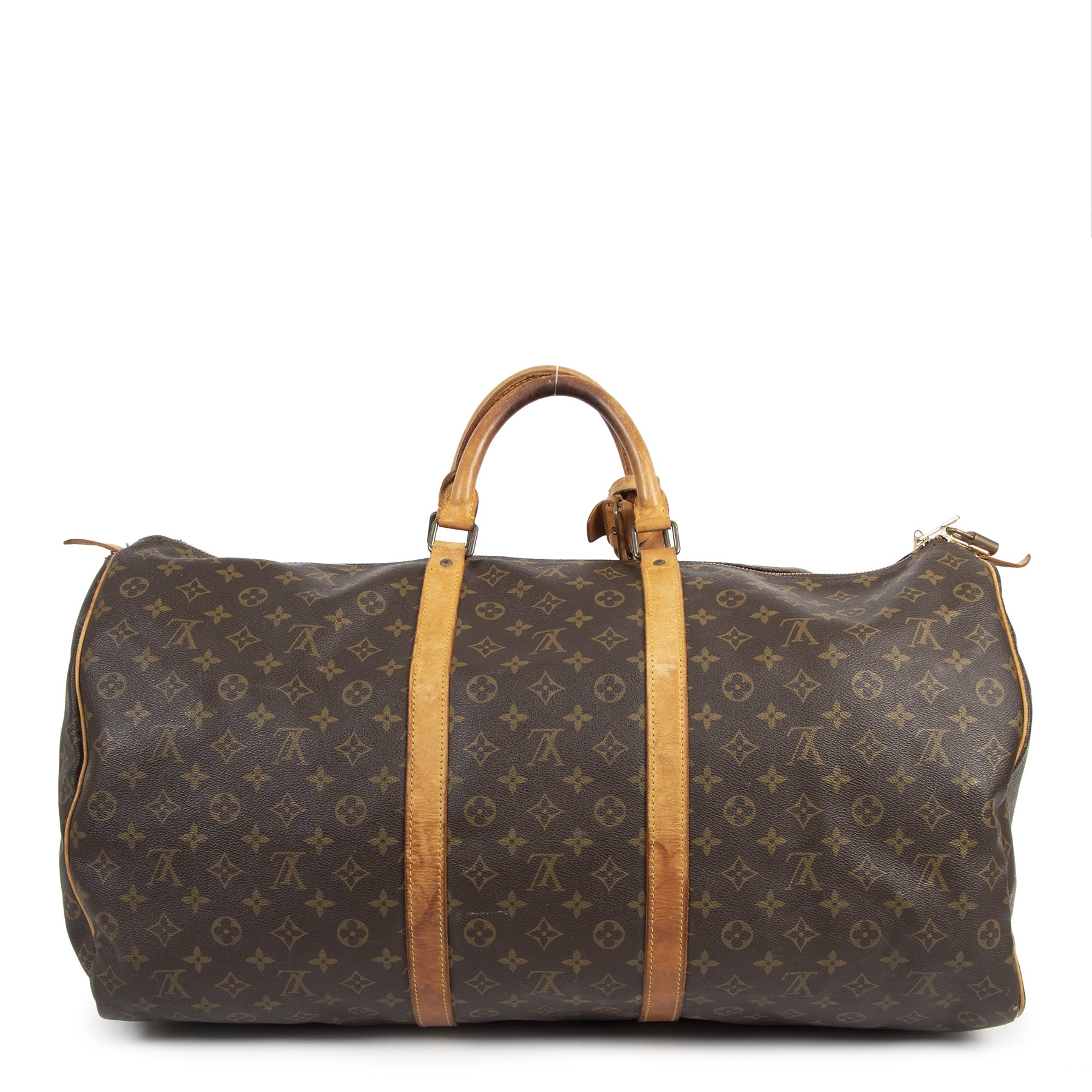 Authentic second-hand vintage Louis Vuitton Vintage Monogram Keepall 60 Bandouliere Boston Travel Bag buy online webshop LabelLOV