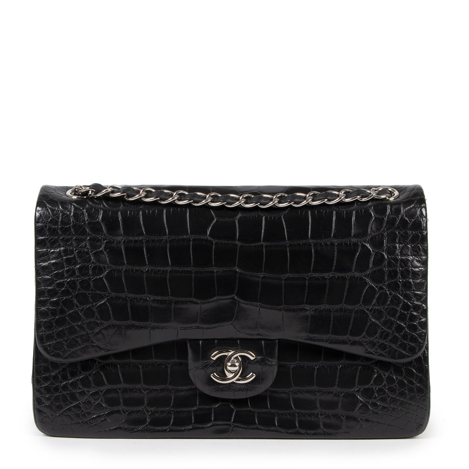 Chanel Alligator Jumbo Double Flap Black like new comes with box, dustbag , invoice, 100% authentic