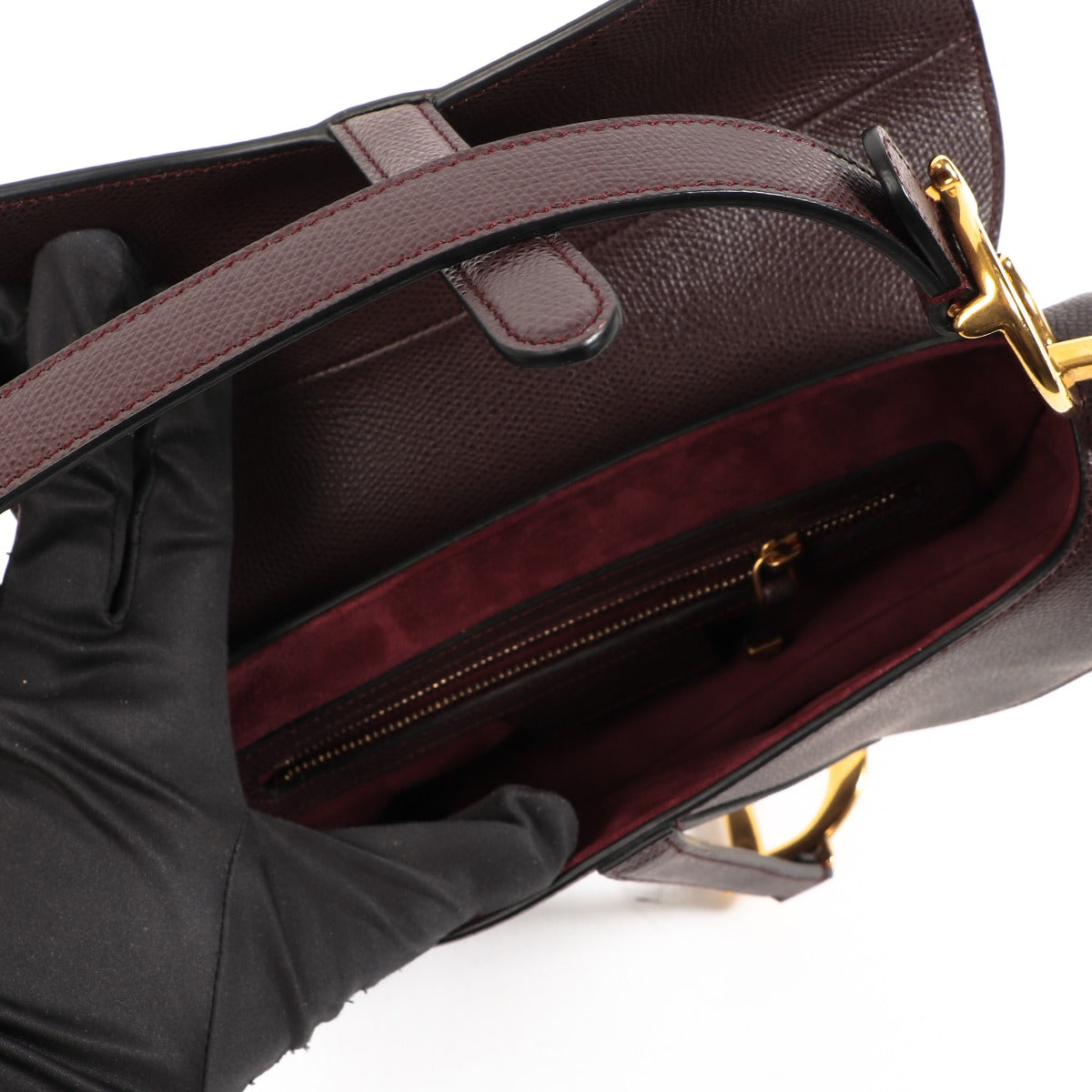 Christian Dior Amaranth Leather Saddle Bag