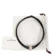 Authentic secondhand Delvaux Black Leather Necklace Silver D designer accessories designer brands fashion luxury vintage webshop safe secure online shopping worldwide shipping delivery Antwerp Belgium