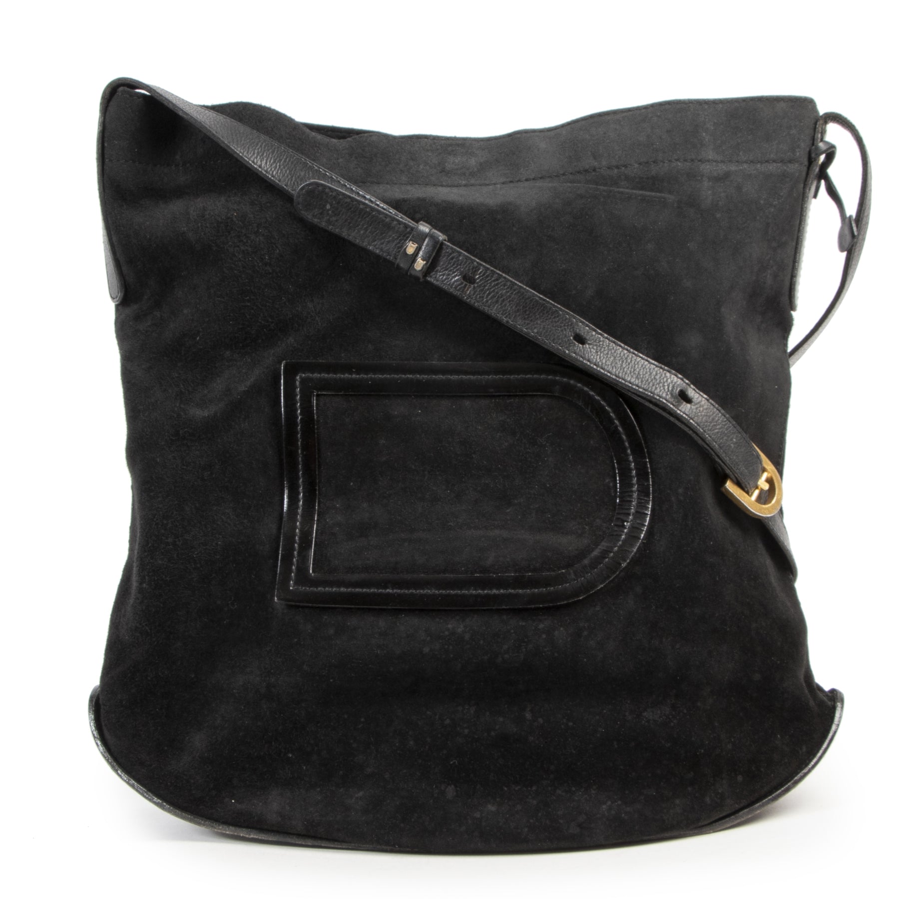 Authentieke Tweedehands Delvaux Black Le Pin Suede Bag juiste prijs veilig online shoppen luxe merken webshop winkelen Antwerpen België mode fashion
