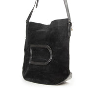 Authentic secondhand Delvaux Black Le Pin Suede Bag designer bags fashion luxury vintage webshop safe secure online shopping high end brands