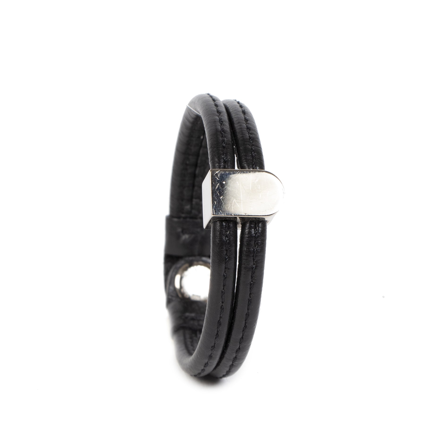 Delvaux Black Leather Bracelet Silver D for the best price available online at Labellov secondhand designer bags