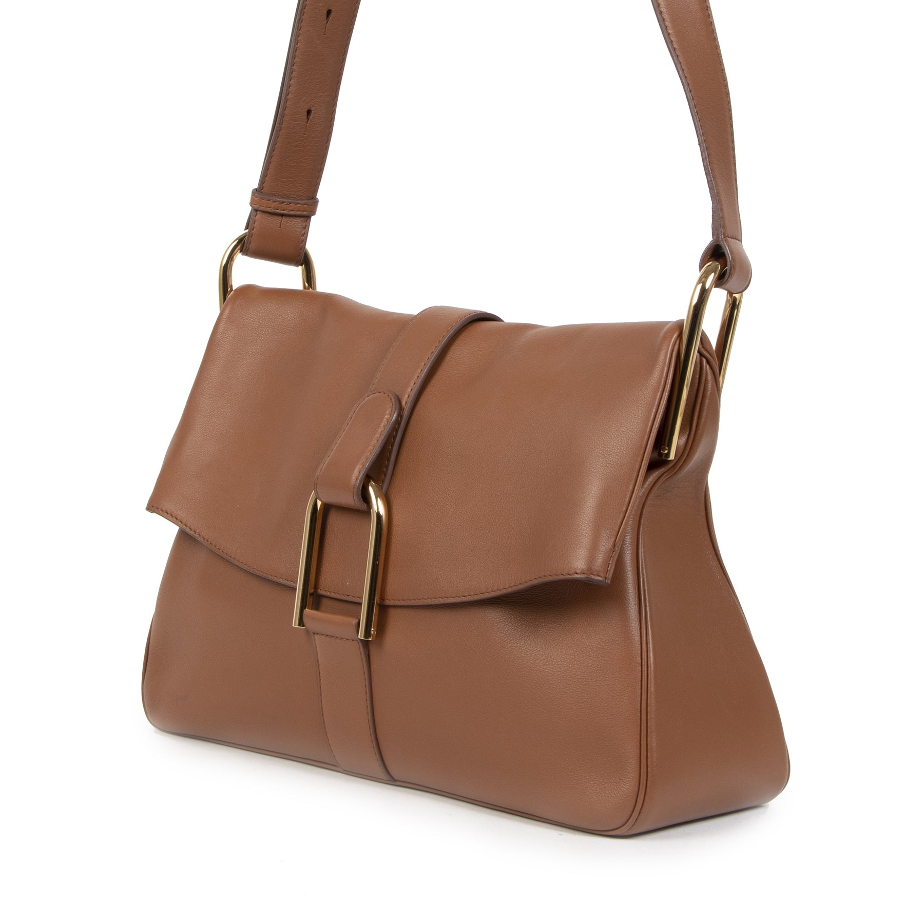 Buy authentic secondhand Delvaux shoulder bags at labelLOV Antwerp Delvaux Polo Givry Camel Shoulder Bag