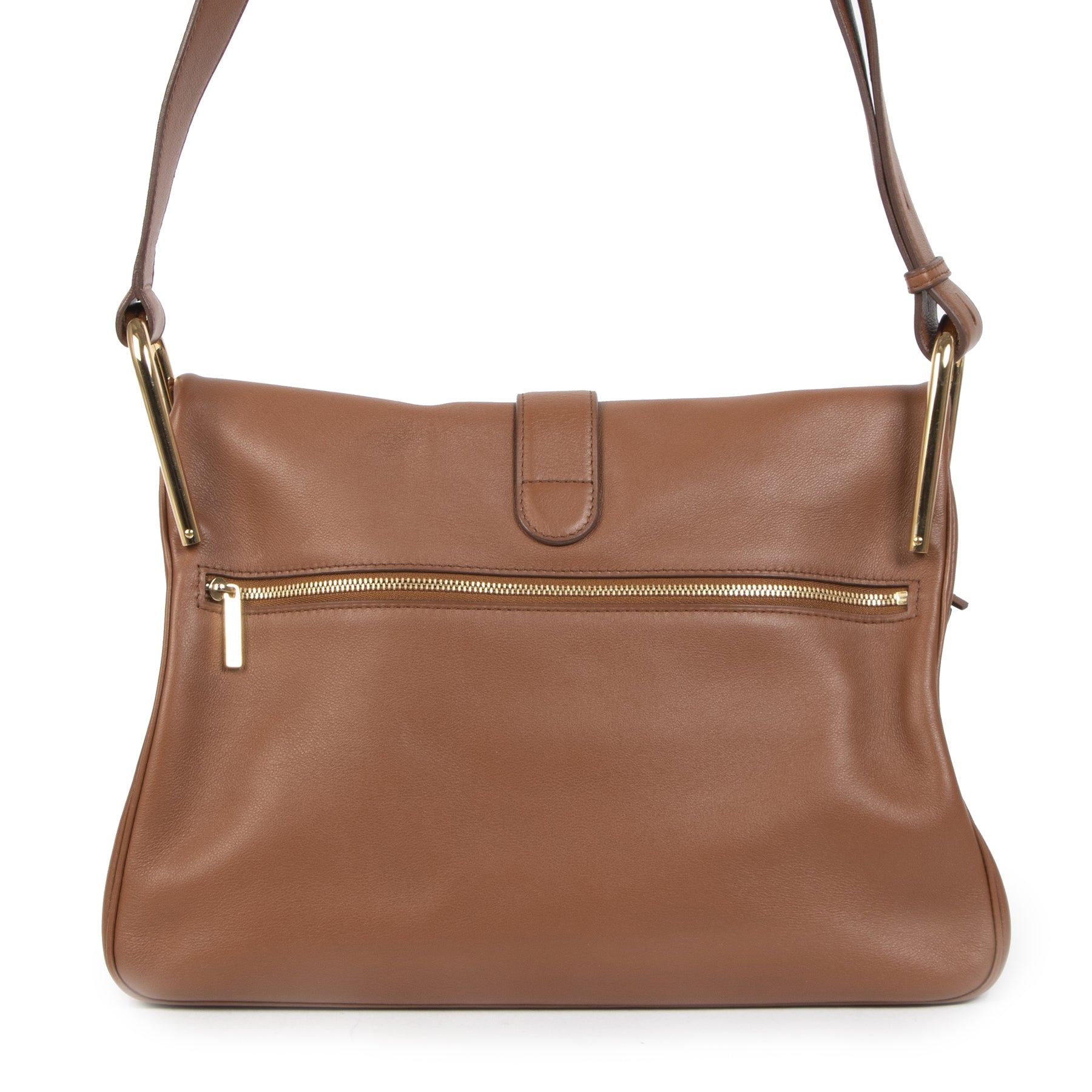 Winkel veilig online bij LabelLOV Antwerpen voor authentieke tweedehands Delvaux Polo Givry Camel Shoulder Bag