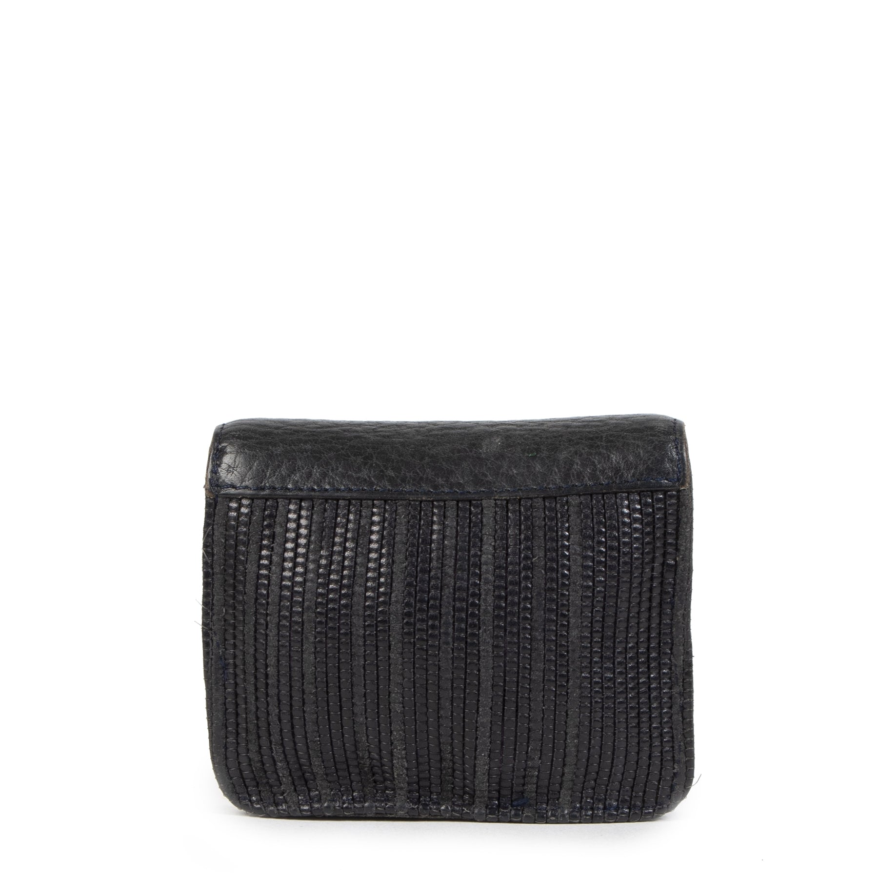 Authentieke Tweedehands Delvaux Blue Toile De Cuir Coin Purse juiste prijs veilig online shoppen luxe merken webshop winkelen Antwerpen België mode fashion