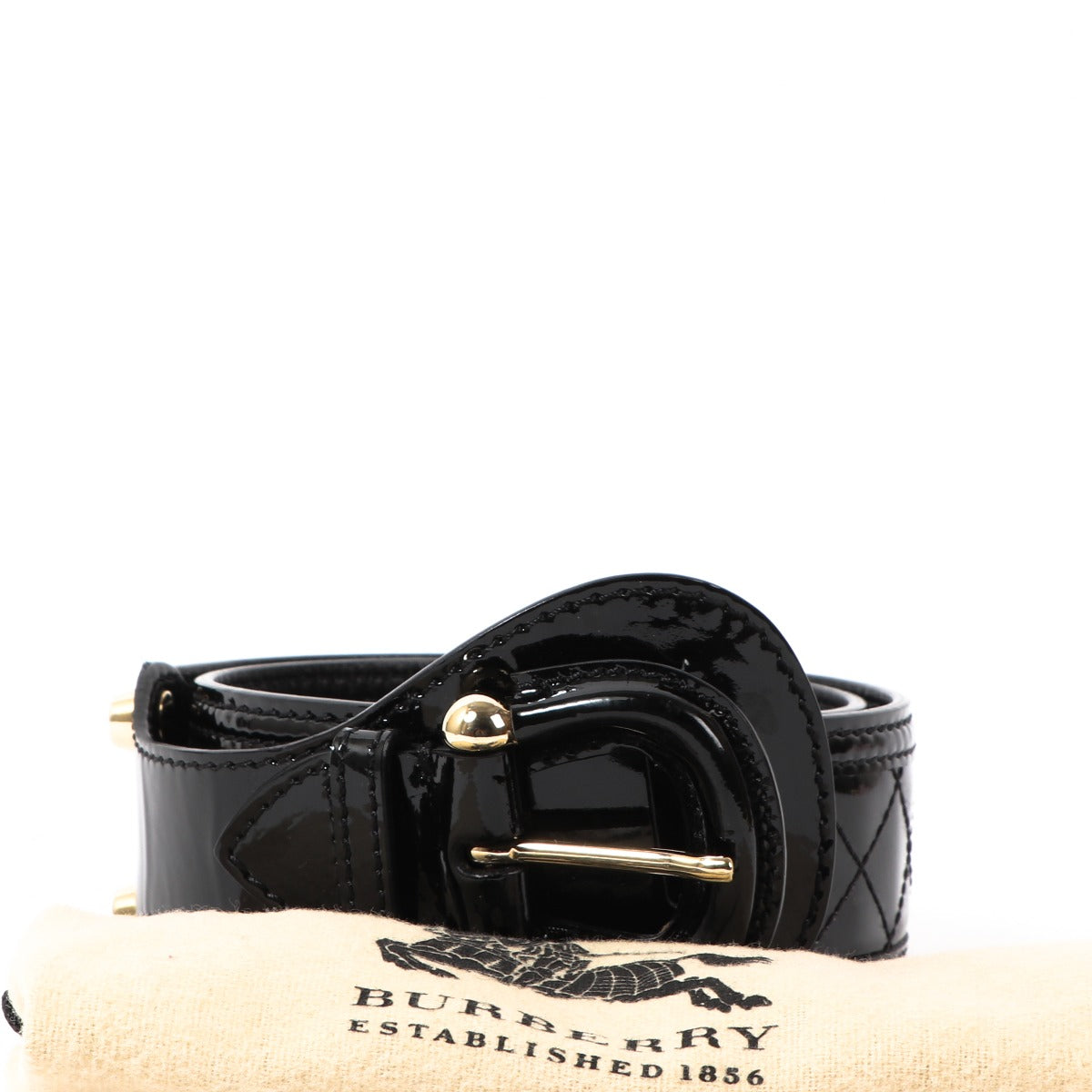 Buy an authentic Burberry Black Patent Leather Belt Size 80 in very good condition at Labellov in Antwerp.