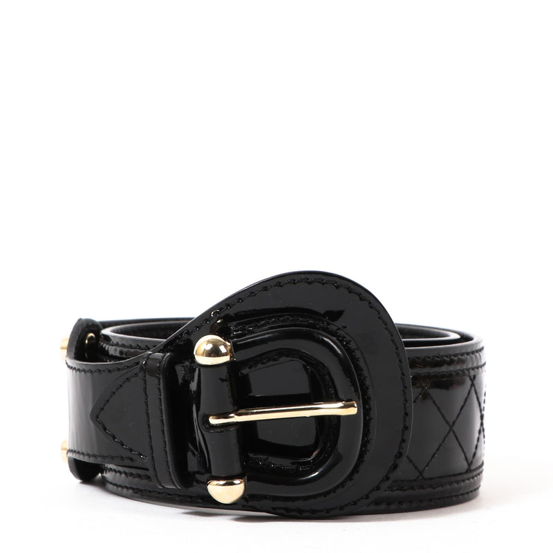 Burberry Black Patent Leather Belt