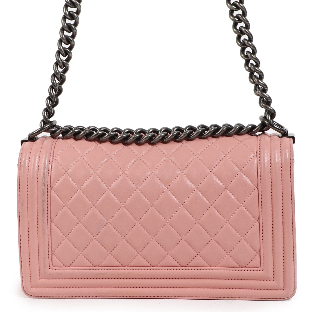 Buy an authentic second hand Chanel Pink Medium Boy Bag in very good condition at Labellov.com