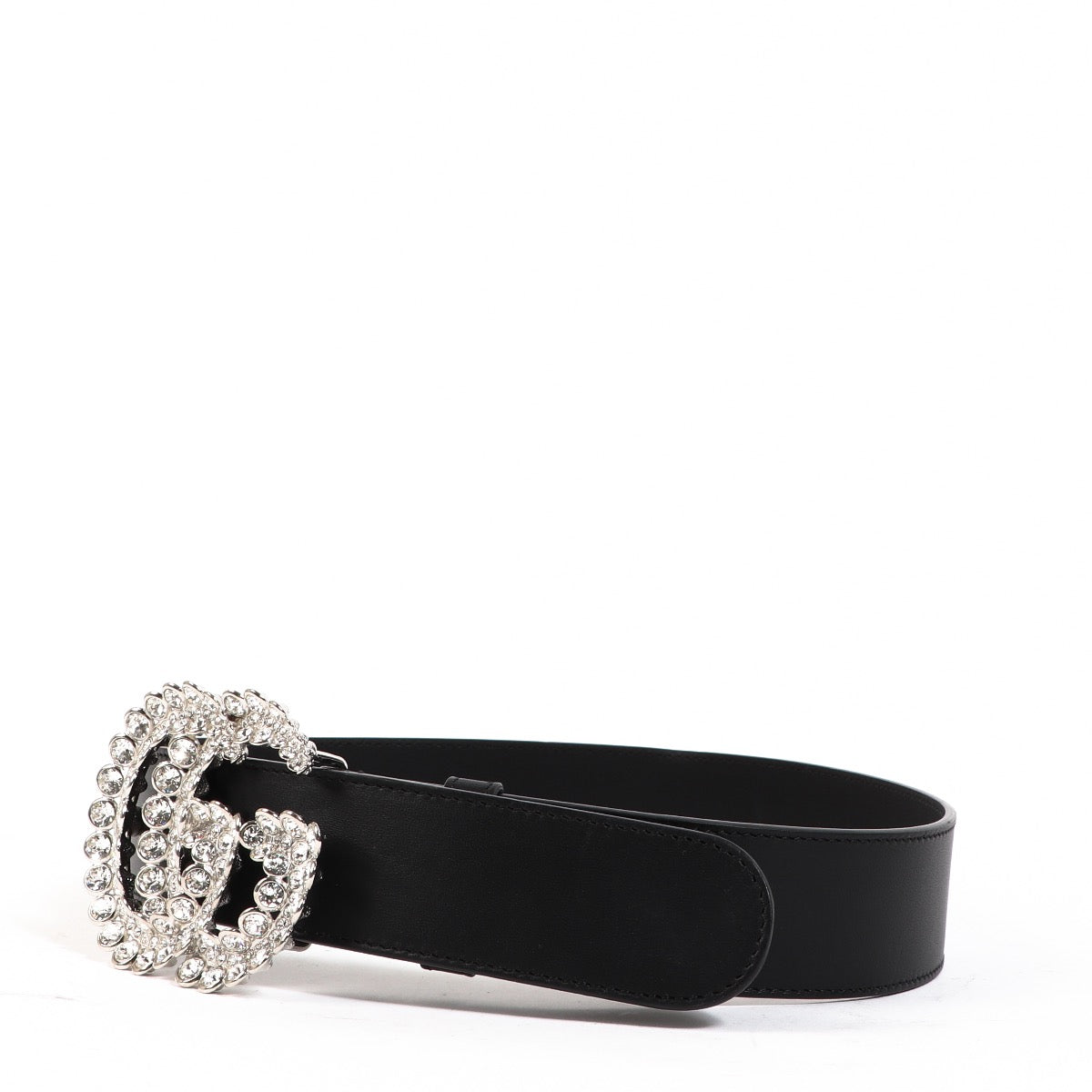 Buy an authentic second hand Gucci Black Rhinstones GG Belt - Size 70 in very good condition at Labellov.com