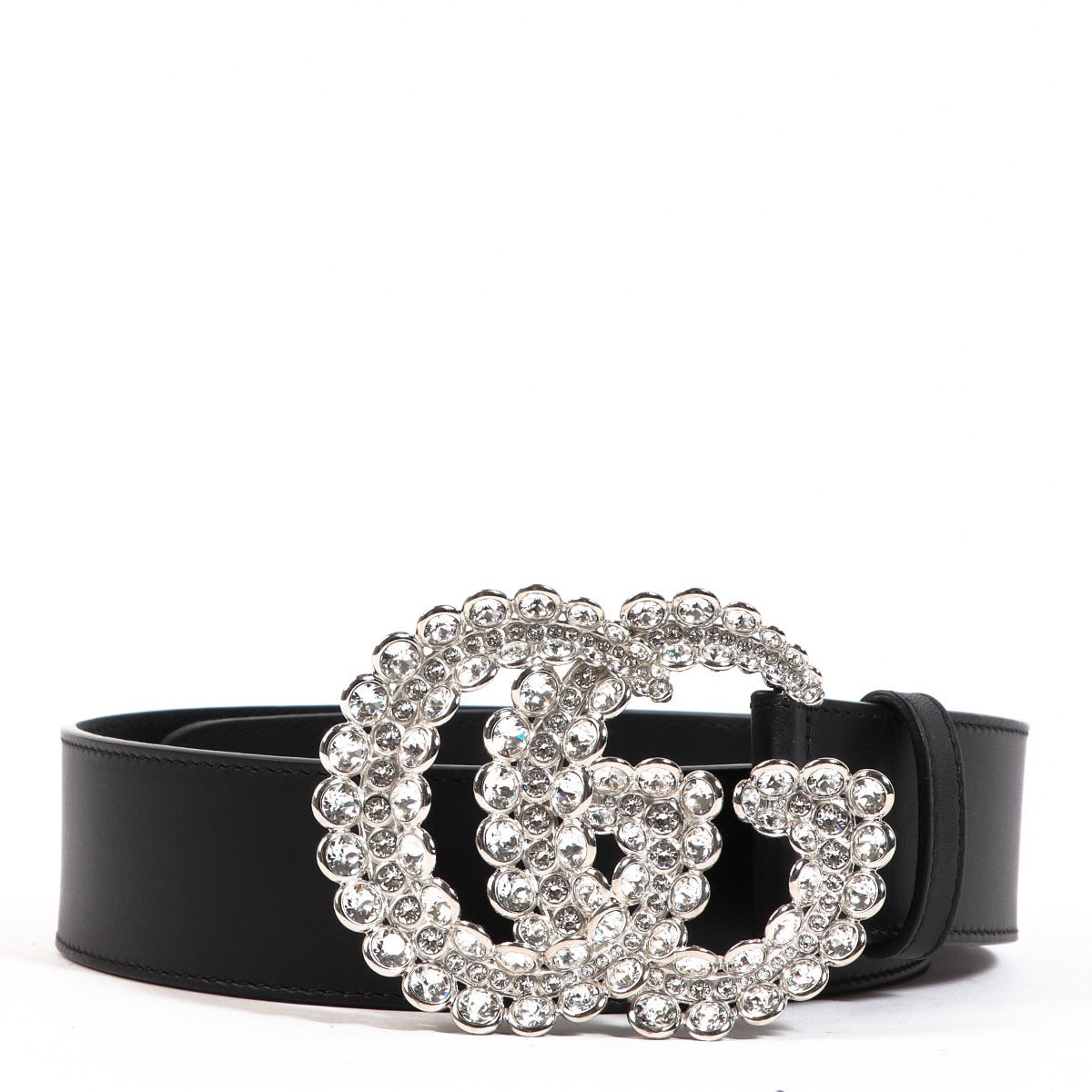 Buy an authentic second hand Gucci Black Rhinstones GG Belt - Size 70 in very good condition at Labellov.com