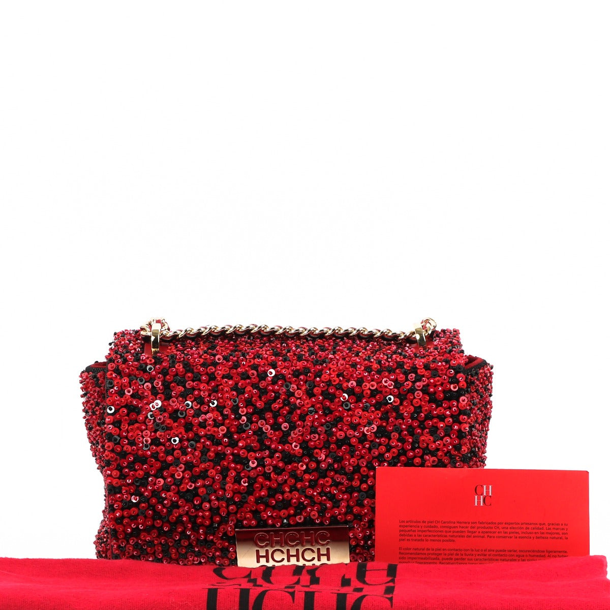 Carolina Herrera Rode Pailletten Schoudertas