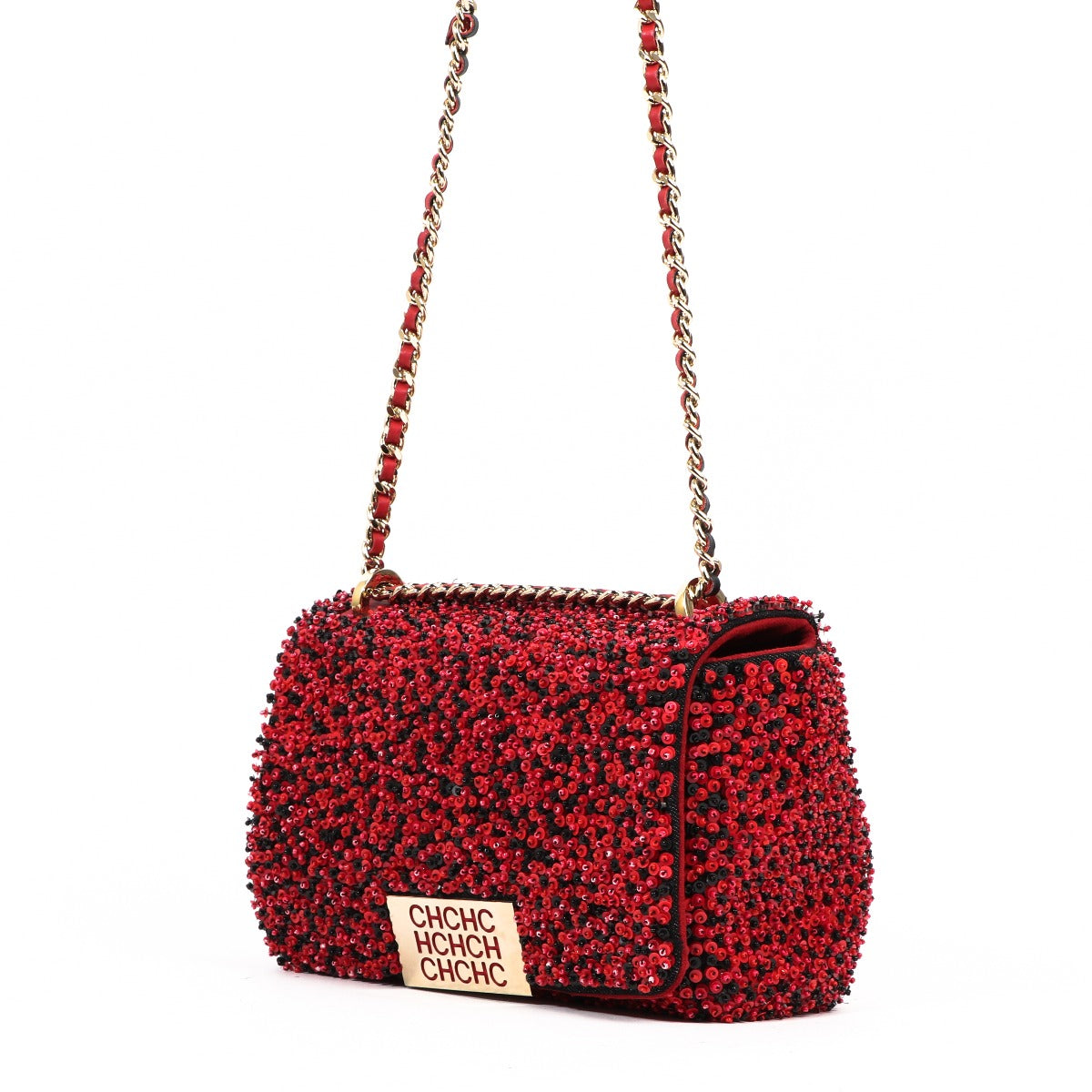 Carolina Herrera Rode Pailletten Schoudertas