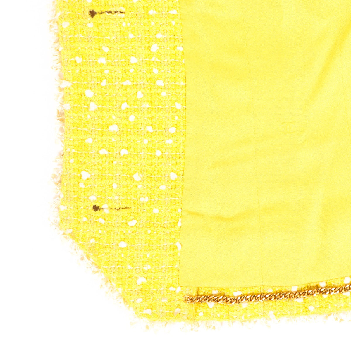 Chanel Spring 1997 Yellow Tweed Jacket & Skirt Set - Size FR38