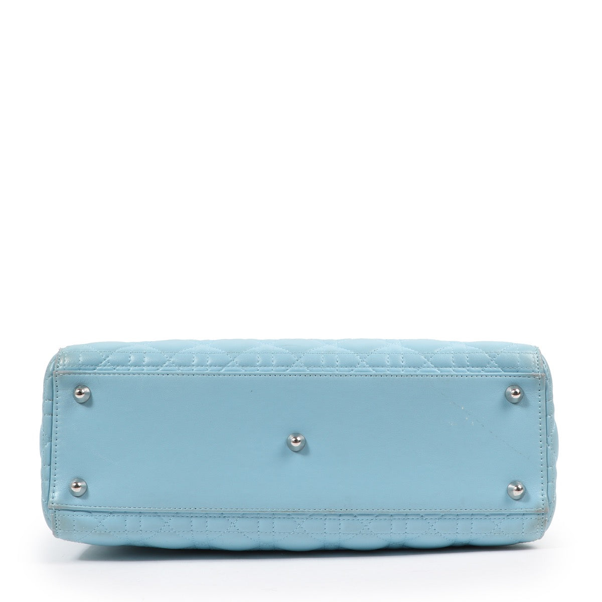 Buy an authentic second hand Christian Dior Blue Cannage Lambskin Lady Dior Top Handle Bag in good condition at Labellov Antwerp.