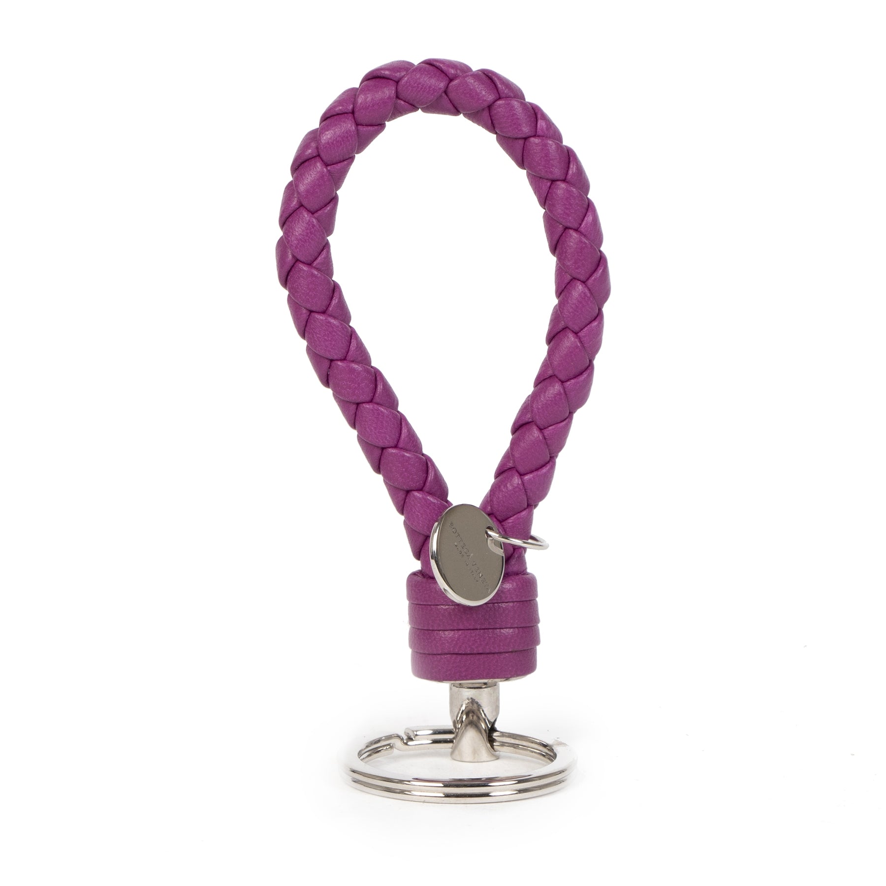 Bottega Veneta Intrecciato Leather Loop Key Chain Purple