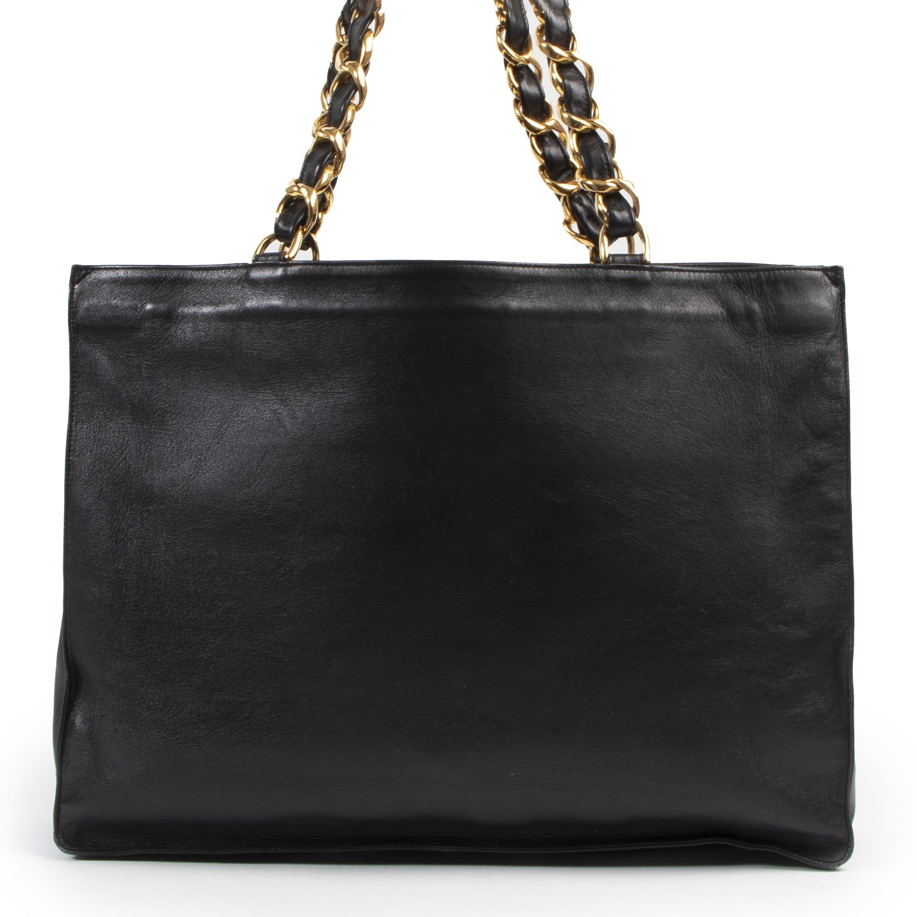 Authentic secondhand Chanel Black Leather CC Tote Bag designer bags fashion luxury vintage webshop safe secure online shopping