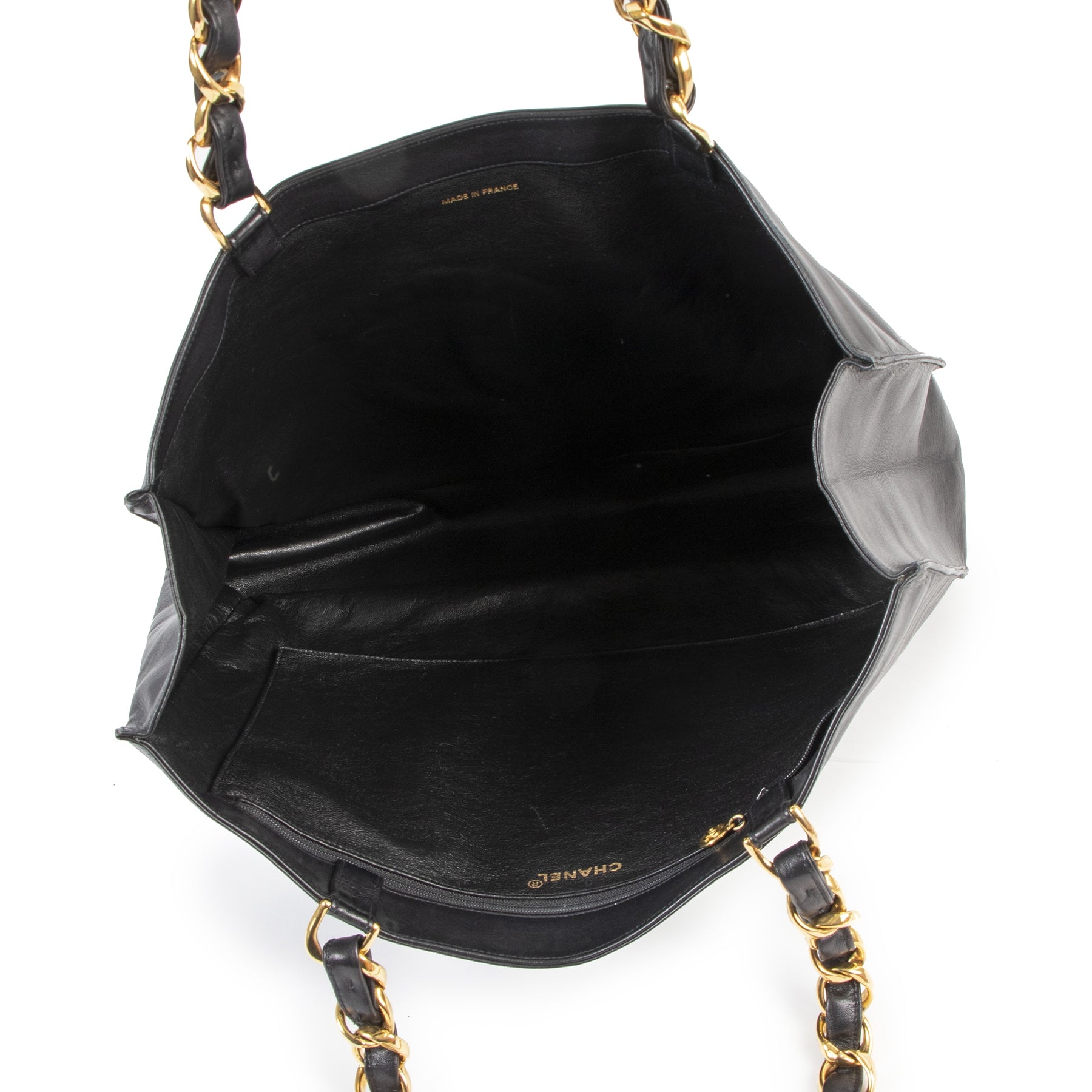 Authentic secondhand Chanel Black Leather CC Tote Bag designer bags fashion luxury vintage webshop safe secure online shopping