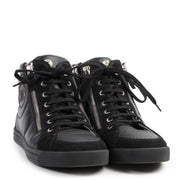 Chanel Black Leather CC Double Zip High Top Sneakers - Size 41,5