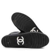 Chanel Black Leather CC Double Zip High Top Sneakers - Size 41,5