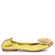Chanel Yellow Straw Flower Ballerinas - Size 39,5