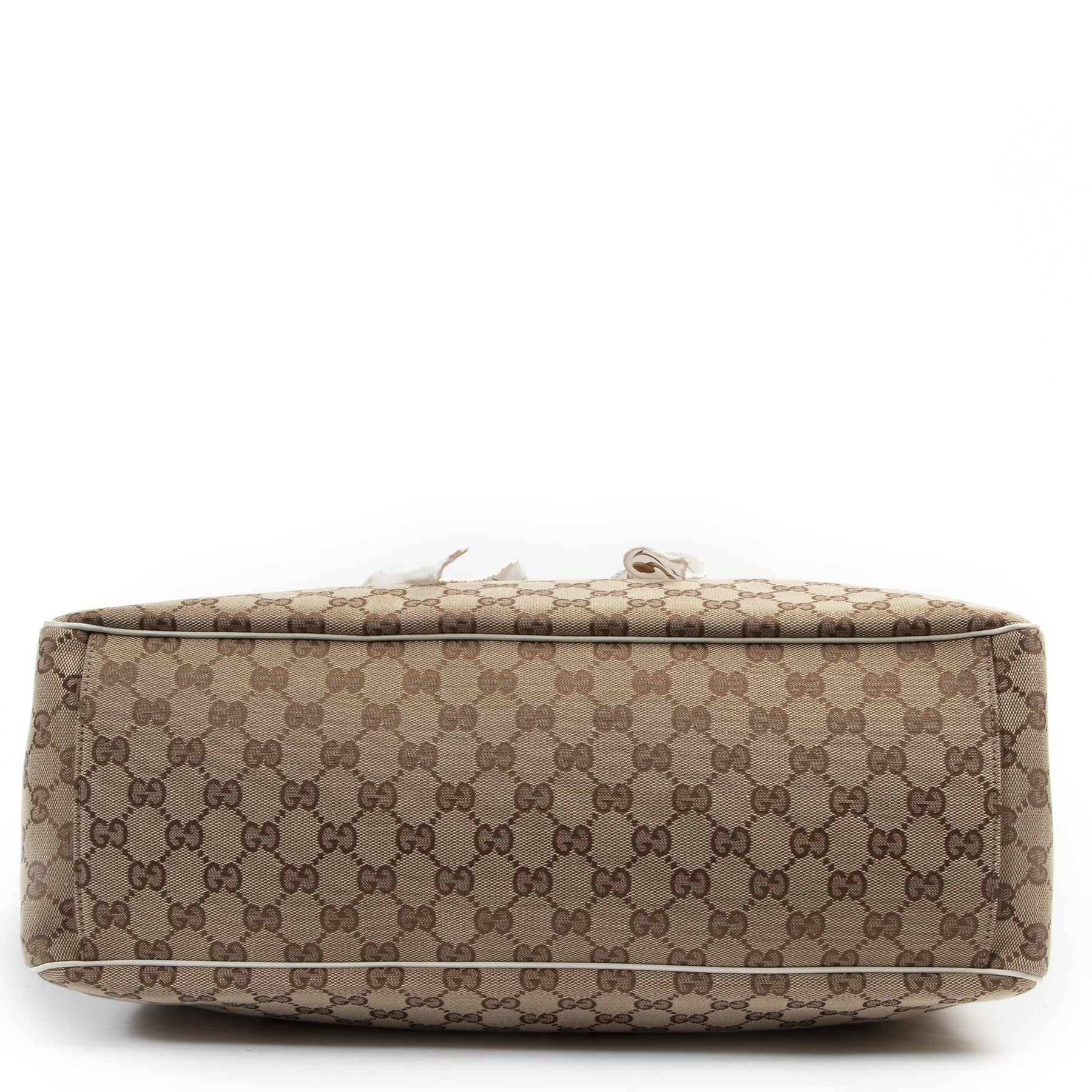 Gucci Beige Ebony GG Canvas Positano Tote Bag te koop aan de beste prijs bij Labellov