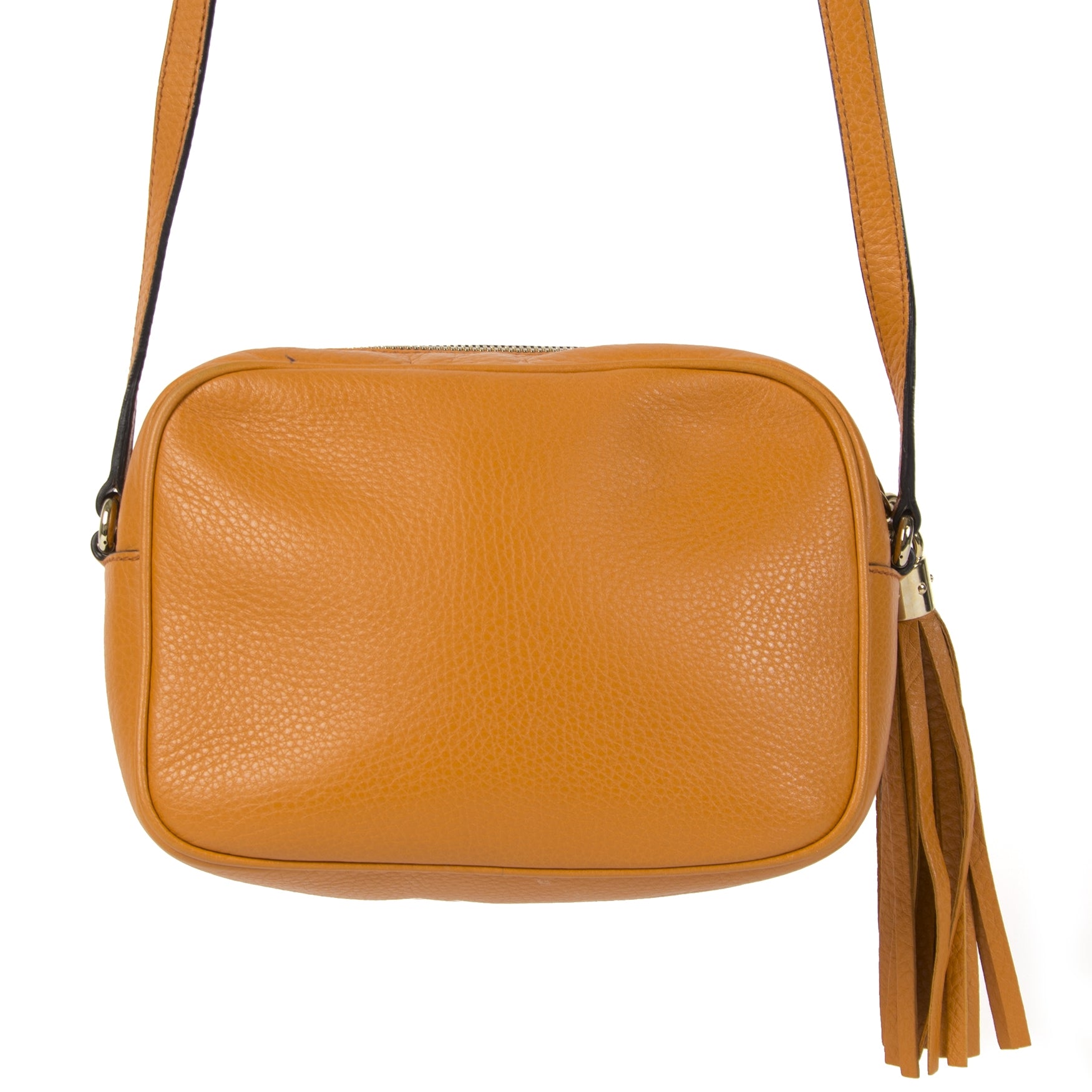 Authentic second-hand vintage Gucci Small Orange Soho Disco Bag buy online webshop LabelLOV