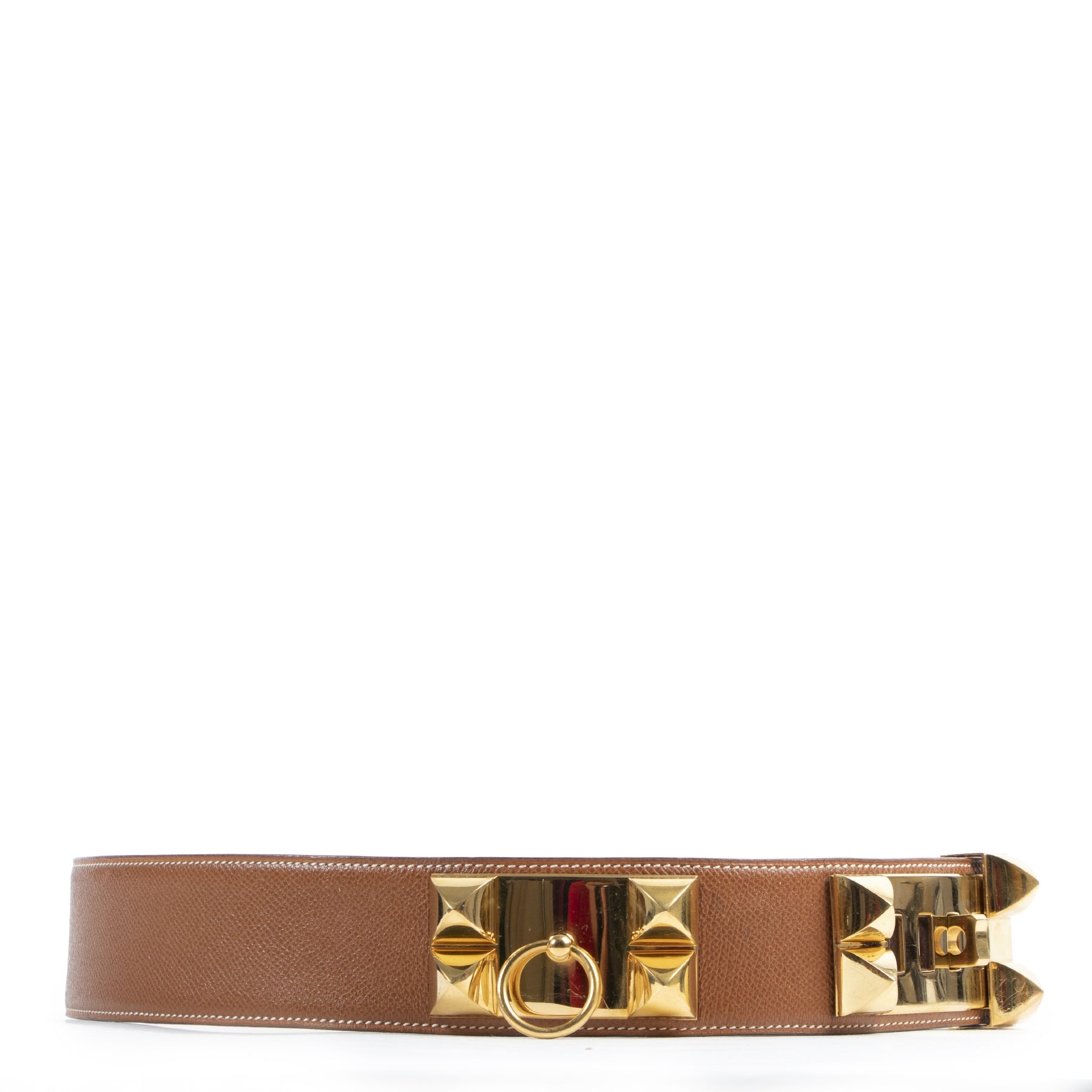 Authentic secondhand Hermès Cognac Gold Collier de Chien Belt - Size 90 designer accessories fashion luxury vintage webshop safe secure online shopping