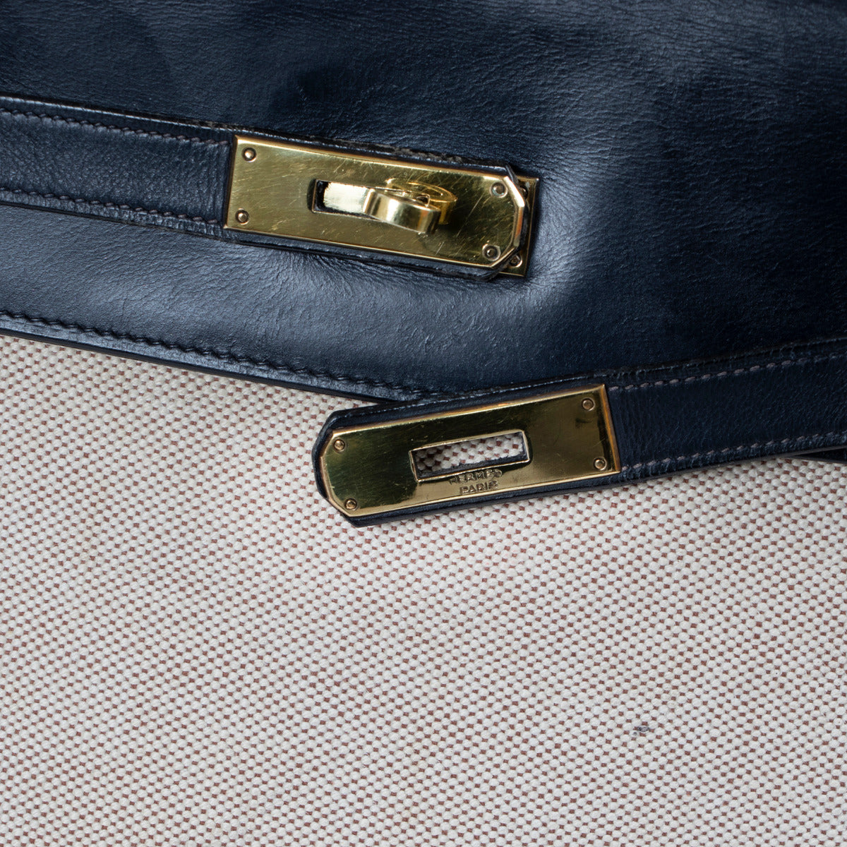 Hermès Kelly 32 Canvas/Bleu Marine Box GHW