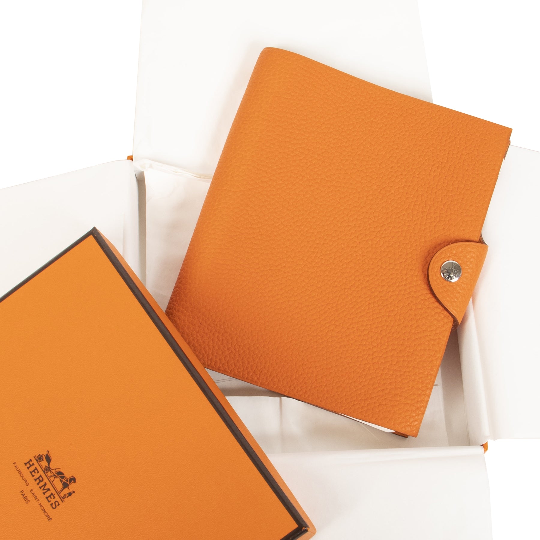 Authentieke Tweedehands Hermès Orange Togo Leather Notebook juiste prijs veilig online shoppen luxe merken webshop winkelen Antwerpen België mode fashion