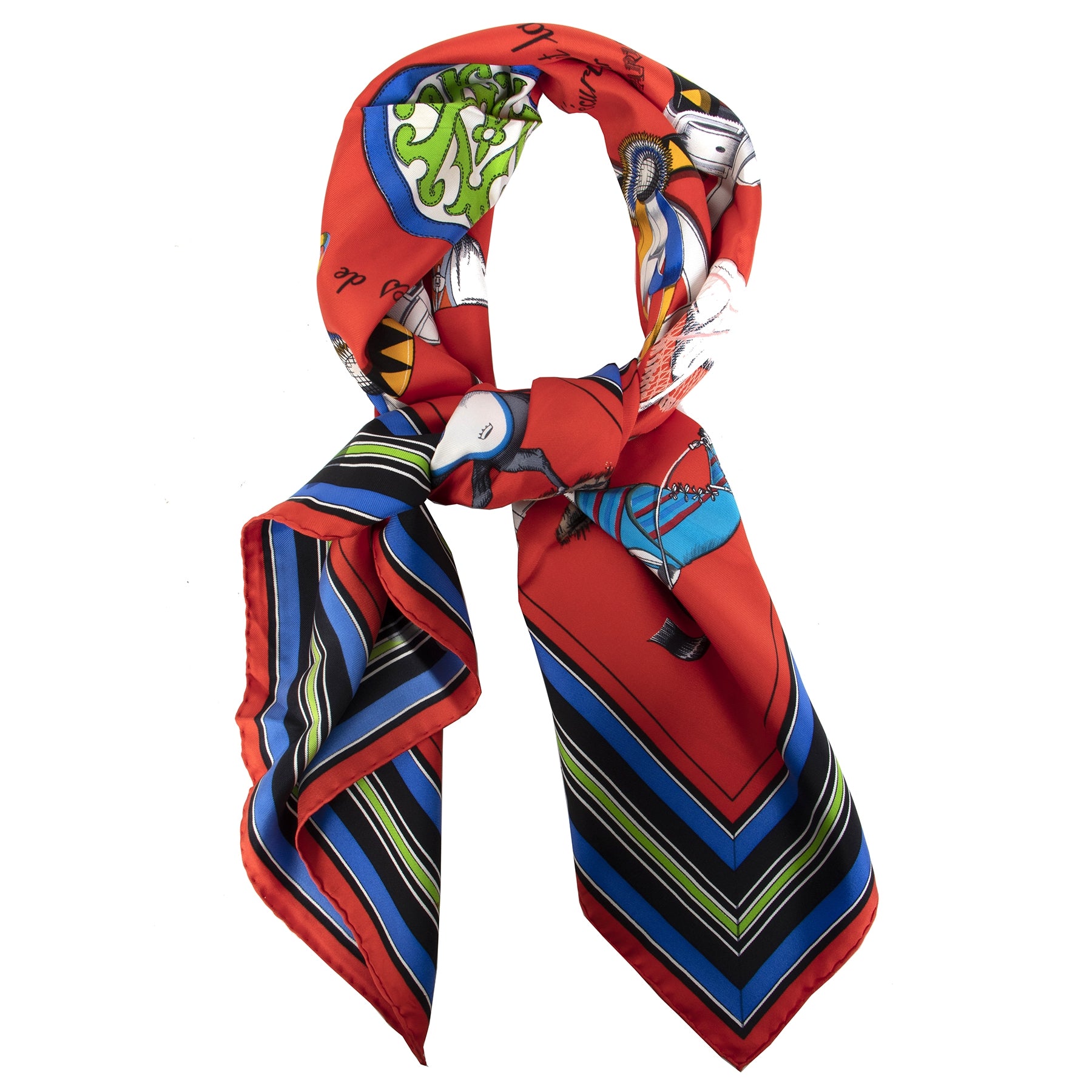 Authentieke Tweedehands Hermès Red Carré Couvertures Et Tenues De Jour Scarf juiste prijs veilig online shoppen luxe merken webshop winkelen Antwerpen België mode fashion