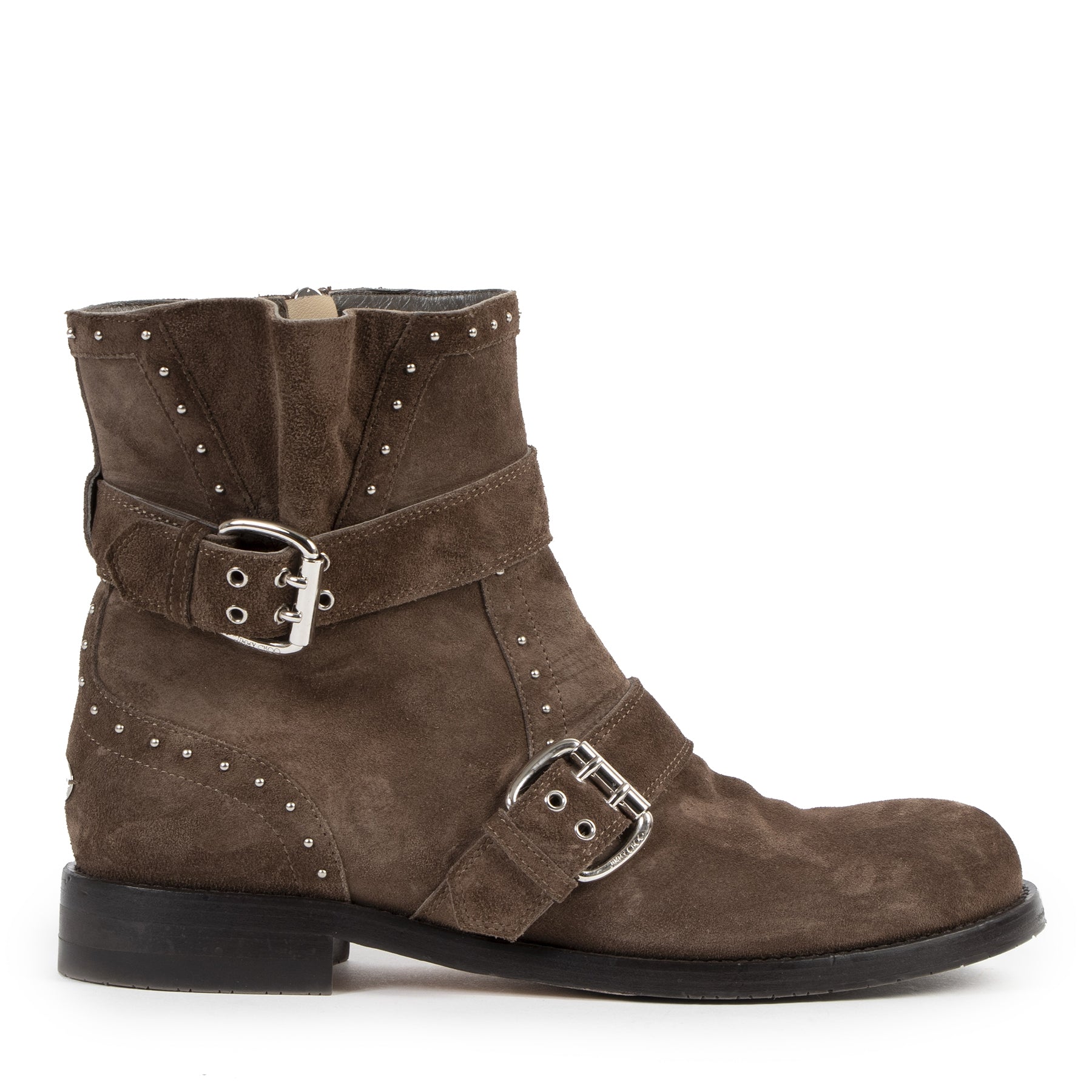 Jimmy Choo Studded Brown Suede Boots - Size 39,5 - for the best price at Labellov secondhand luxury