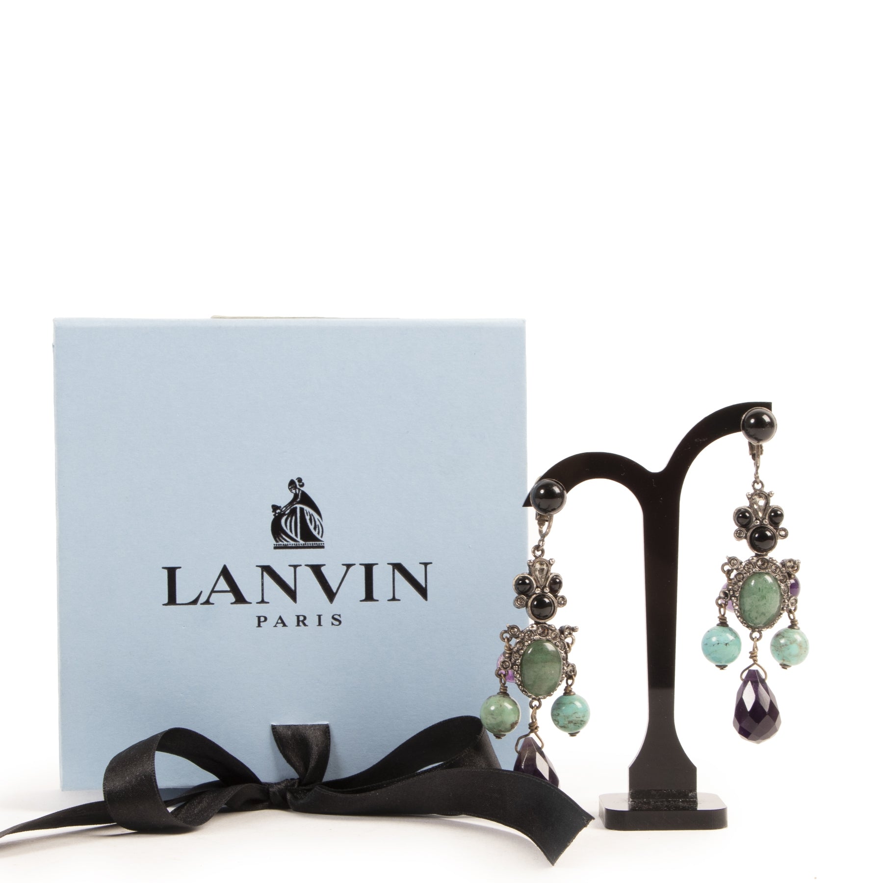 Authentic secondhand Lanvin Multicolor Clip Earrings designer accessories fashion luxury vintage webshop safe secure online shopping