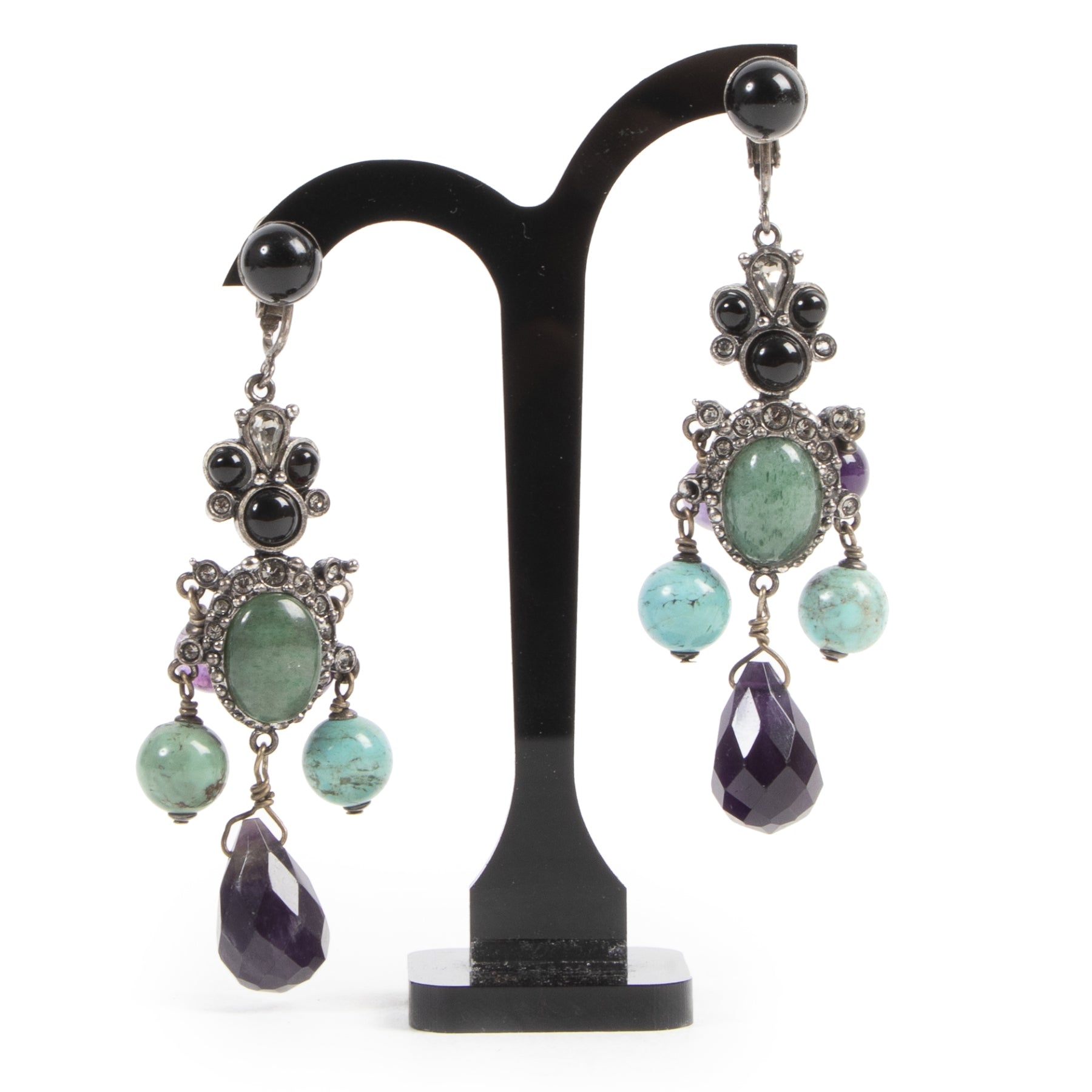 Authentieke Tweedehands Lanvin Multicolor Clip Earrings juiste prijs veilig online shoppen luxe merken webshop winkelen Antwerpen België mode fashion