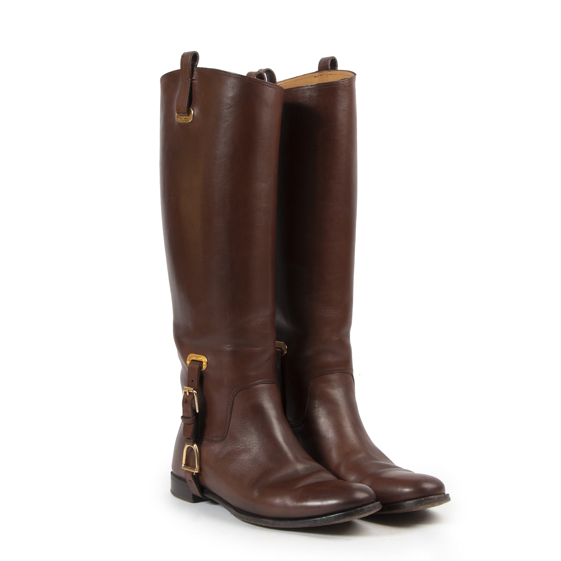 koop veilig online tgen de bete prijs Ralph Lauren Brown Leather Boots - Size 40,5