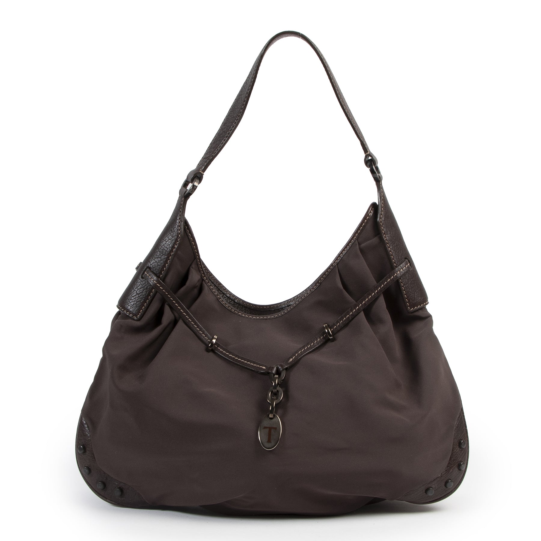 For the best price Tod's Brown Nylon and Leather Shoulder Bag