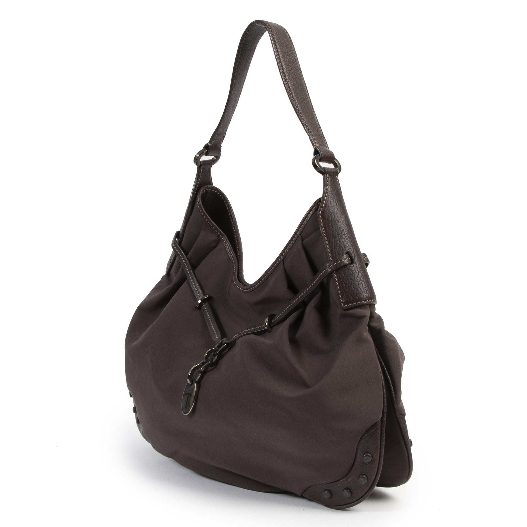 Tod's Brown Nylon and Leather Shoulder Bag