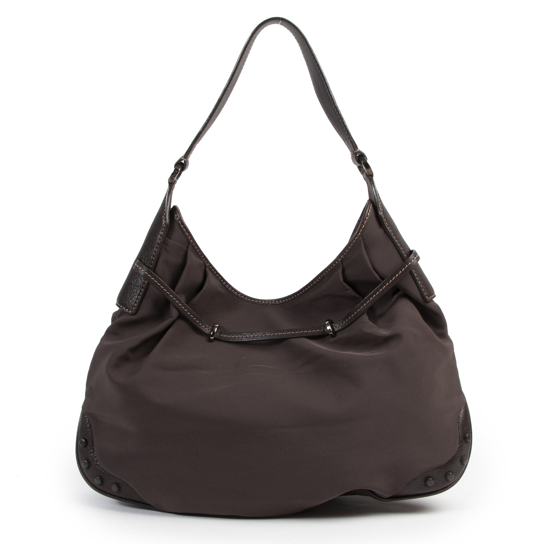 Tod's Brown Nylon and Leather Shoulder Bag
