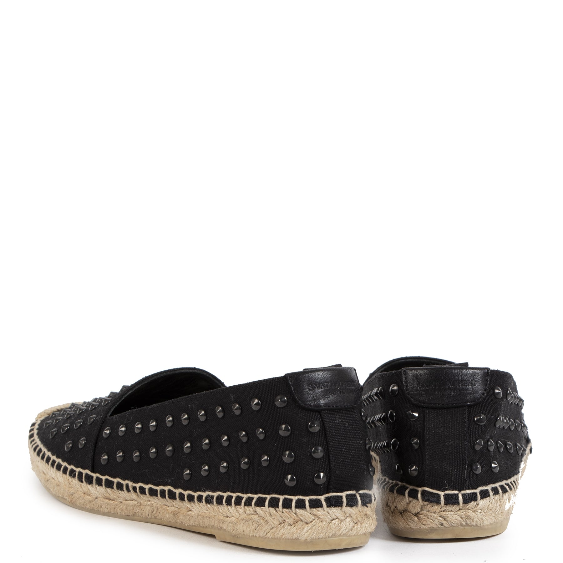 Saint Laurent Black Studded Espadrille Flats for sale online at Labellov secondhand luxury
