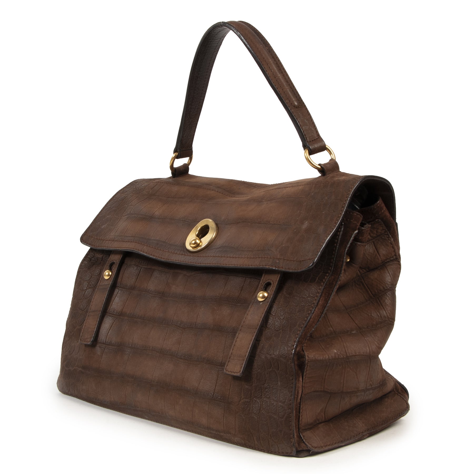 Yves Saint Laurent Muse Two Brown Top Handle Bag authentic secondhand at Labellov
